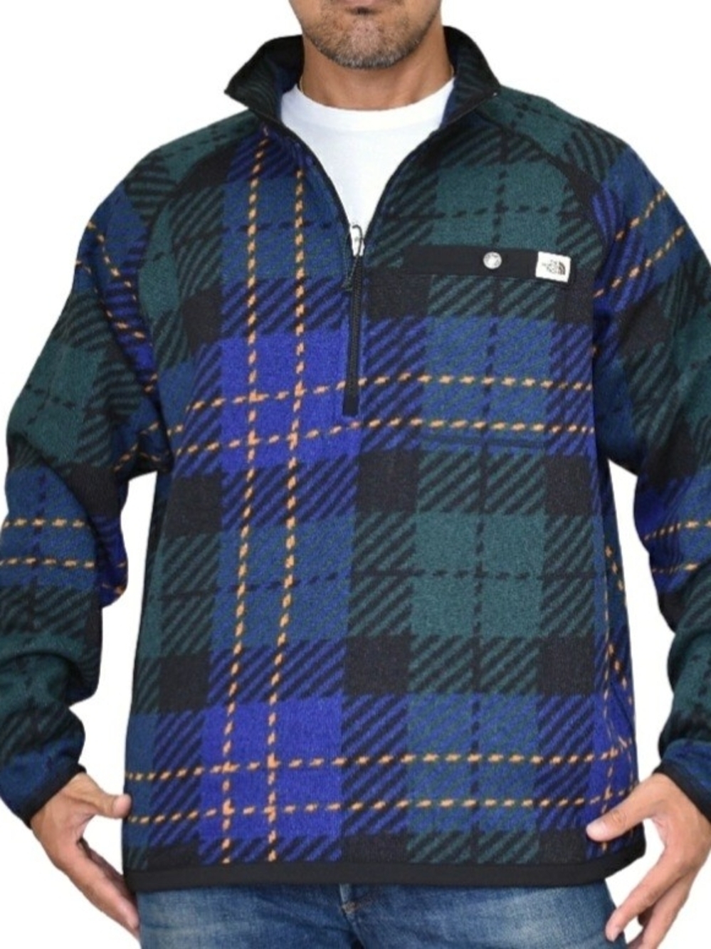 The North Face Sweatshirt 1/4 Zip Fleece Pullover Plaid Mens Size Large